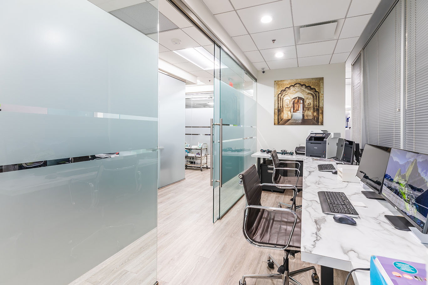 a large kitchen with a large window  at dental implants in Reston, VA