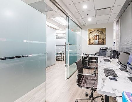 a large kitchen with a large window  at dental implants in Reston, VA