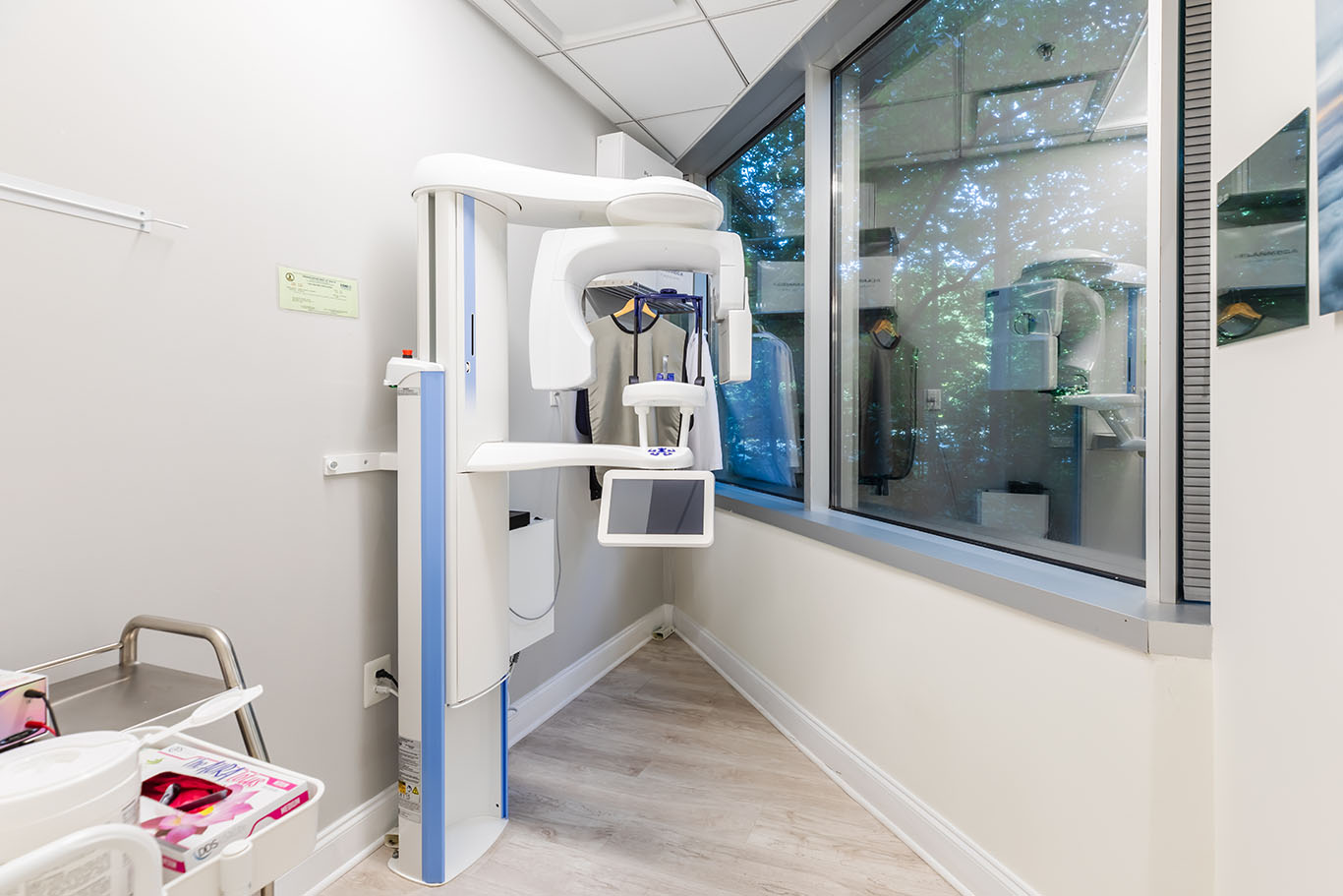 a bathroom with a mirror and a sink  at teeth whitening Reston in Reston, VA